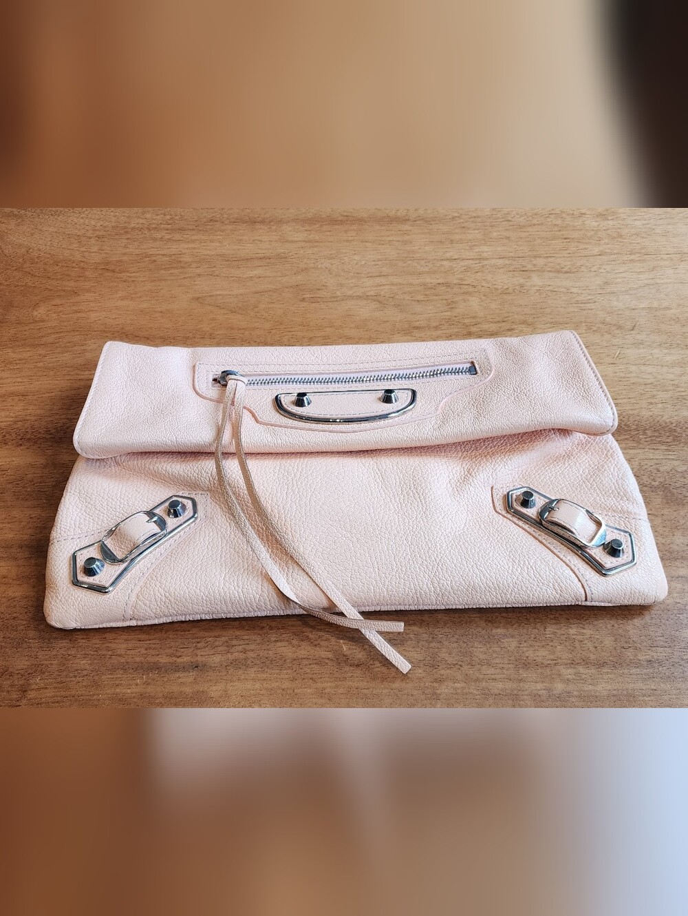 Balenciaga Metallic Edge Classic Envelope Bag Clutch - Pale Pink/Peach - Picture 2 of 16